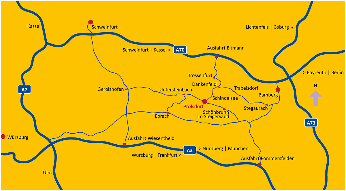 Ferienwohnung im Steigerwald - Anfahrtsplan